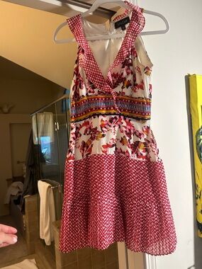 Saloni Floral & Geo Mixed-Print Sundress in Pink